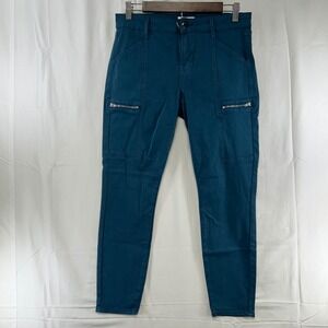 Pistola Cargo Skinny Pants Women 29 Teal Blue High Rise Zip Pocket P6278TLT-NTSP